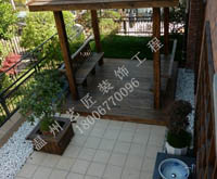 別墅庭院涼亭、花盆